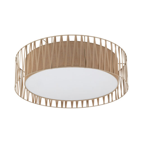 Plafoniera di tessuto sabbia 72 cm design moderno cilindro per soggiorno