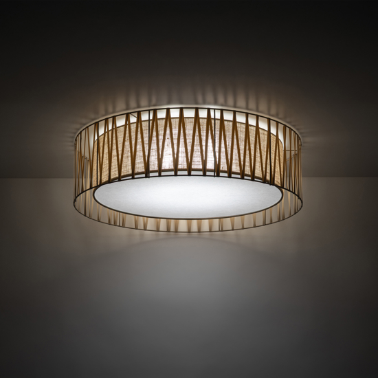 Plafoniera di tessuto sabbia 72 cm design moderno cilindro per soggiorno