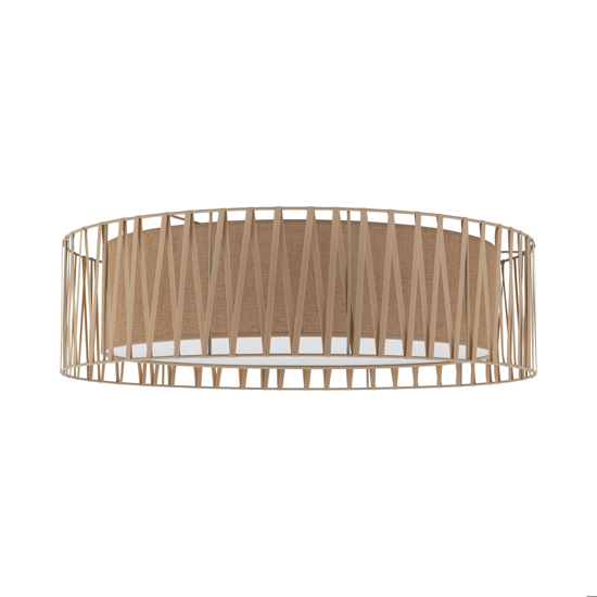 Plafoniera di tessuto sabbia 72 cm design moderno cilindro per soggiorno
