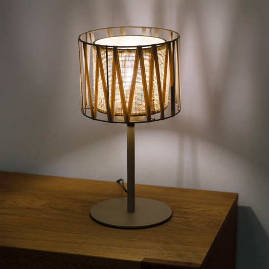 Lampada da comodino in tessuto sabbia per camera da letto