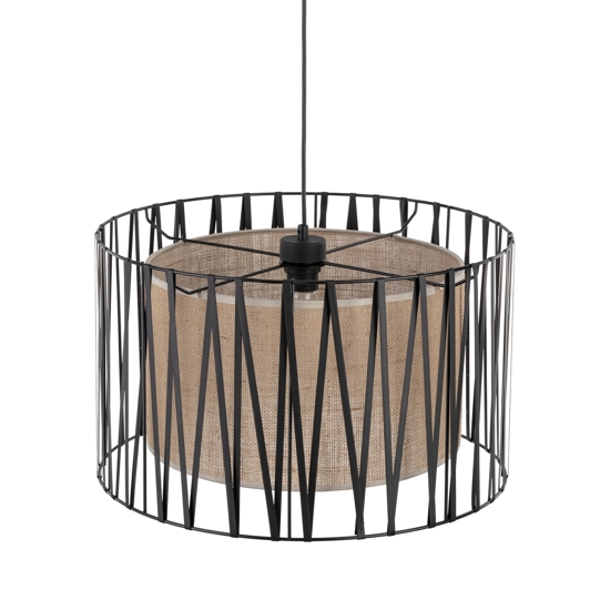 Lampadario cilindro 50 cm di tessuto nero design moderno per sala da pranzo