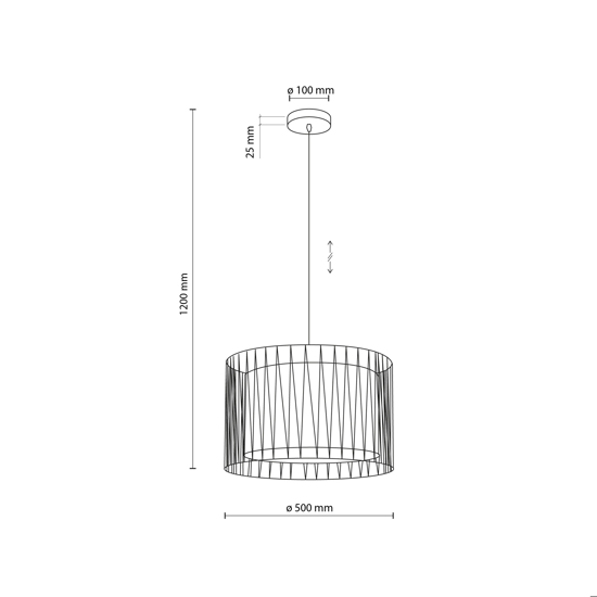 Lampadario cilindro 50 cm di tessuto nero design moderno per sala da pranzo