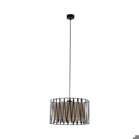 Lampadario tessuto nero design moderno cilindro per camera da letto