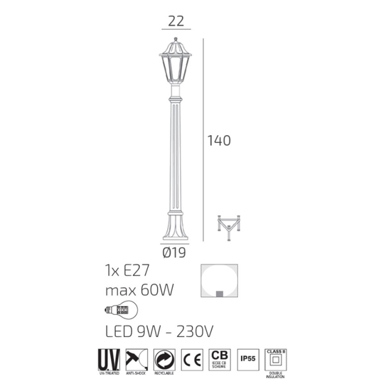 Top light asti lampione da giardino design lanterna bianca