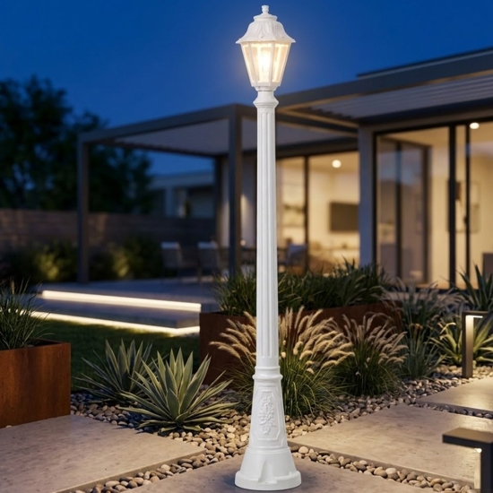 Top light lampione alto da giardino asti bianco 182 cm ip65