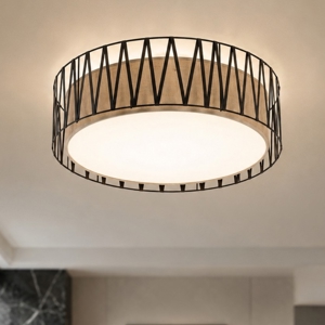 Plafoniera per soggiorno in tessuto nero 72 cm cilindro design moderno