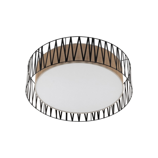 Plafoniera per soggiorno in tessuto nero 72 cm cilindro design moderno