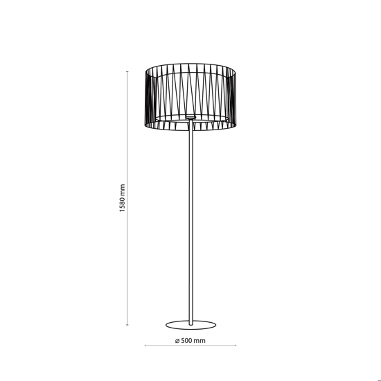 Piantana nera design moderna paralume cilindro tessuto nero intrecciato