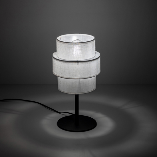 Lampada da comodino paralume tessuto bianco moderna per camera da letto