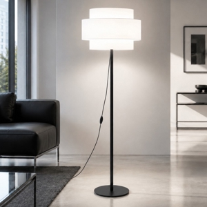 Piantana moderna con paralume di tessuto bianco design per soggiorno