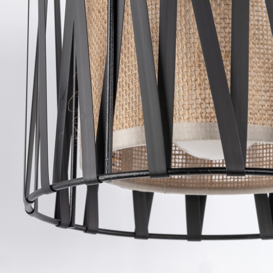 Applique da comodino in tessuto sabbia nero intrecciato per camera da letto