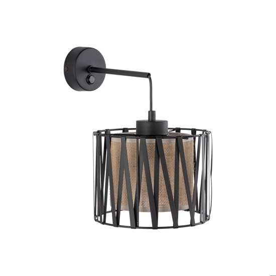 Applique da comodino in tessuto sabbia nero intrecciato per camera da letto