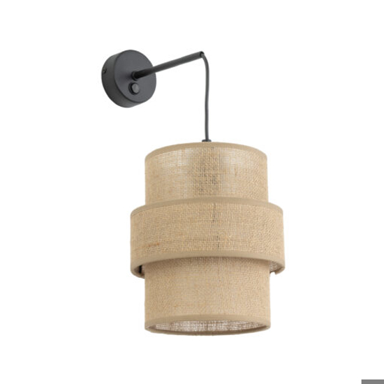 Applique da comodino con interruttore paralume in iuta per camera da letto