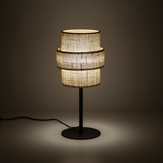 Lampada da comodino moderna in iuta per camera da letto