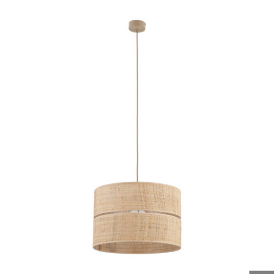 Lampadario a sospensione cilindro 38 cm di paglia per sala da pranzo