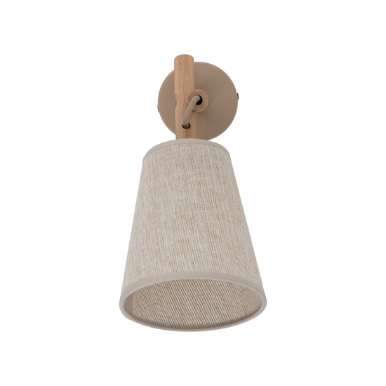 Applique di legno paralume di lino per comodino camera da letto