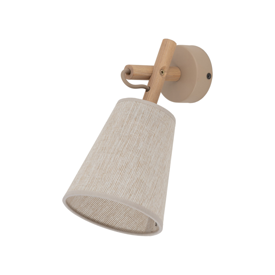 Applique di legno paralume di lino per comodino camera da letto