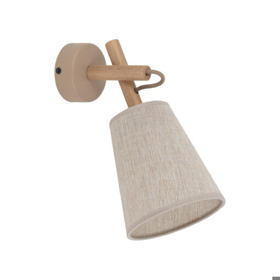Applique di legno paralume di lino per comodino camera da letto