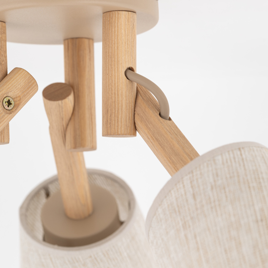 Plafoniera di legno paralumi in lino stile scandinavo per camera da letto