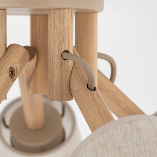 Plafoniera stile scandinavo in legno paralumi di lino per soggiorno