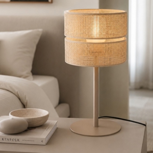 Lampada da comodino paralume in paglia