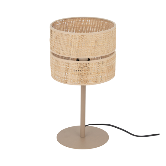Lampada da comodino paralume in paglia