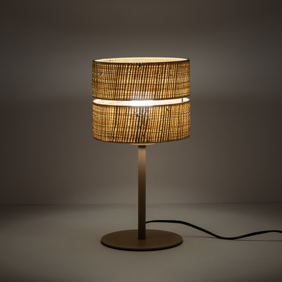 Lampada da comodino paralume in paglia