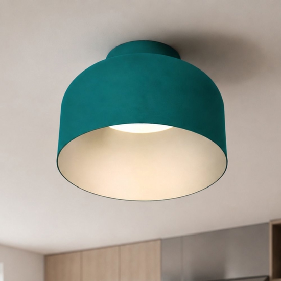 Plafoniera moderna bottone petrolio led 16w dimmerabile con telecomando vivida 22cm