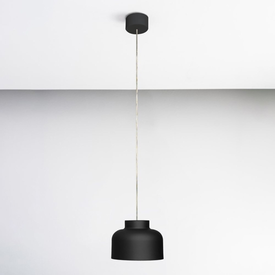 Lampada a sospensione vivida bottone nero led biemissione dimmerabile con telecomando