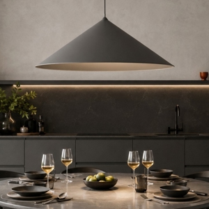 Lampadario a sospensione cono 50 cm di metallo marrone per cucina moderna