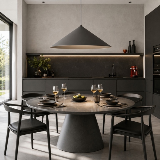 Lampadario a sospensione cono 50 cm di metallo marrone per cucina moderna