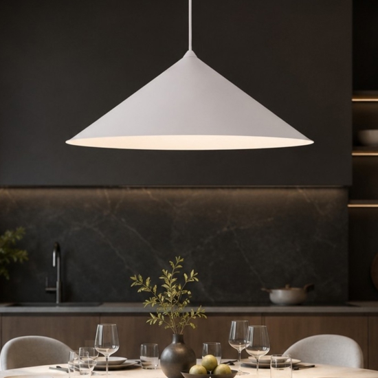 Lampadario a sospensione cono di metallo champagne 50 cm per tavolo cucina
