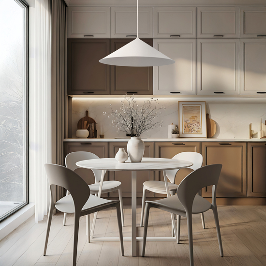 Lampadario a sospensione cono di metallo champagne 50 cm per tavolo cucina
