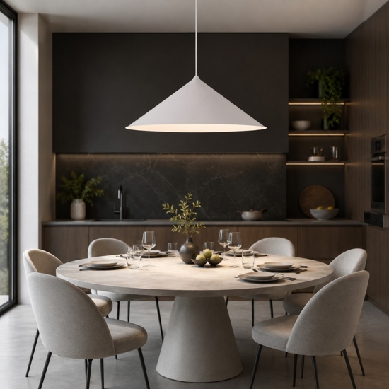 Lampadario a sospensione cono di metallo champagne 50 cm per tavolo cucina
