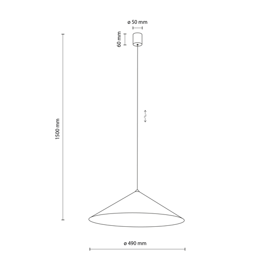 Lampadario a sospensione cono di metallo champagne 50 cm per tavolo cucina