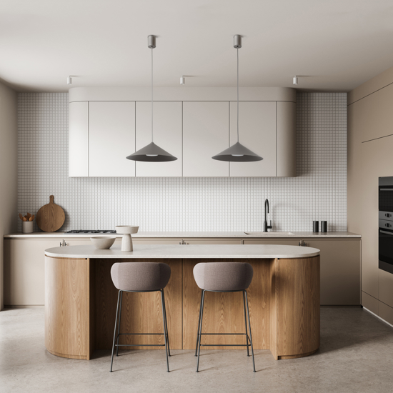 Lampada a sospensione cono metallo marrone 23 cm per isola cucina