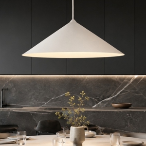 Lampadario cono 40 cm sospensione champagne per tavolo cucina moderna
