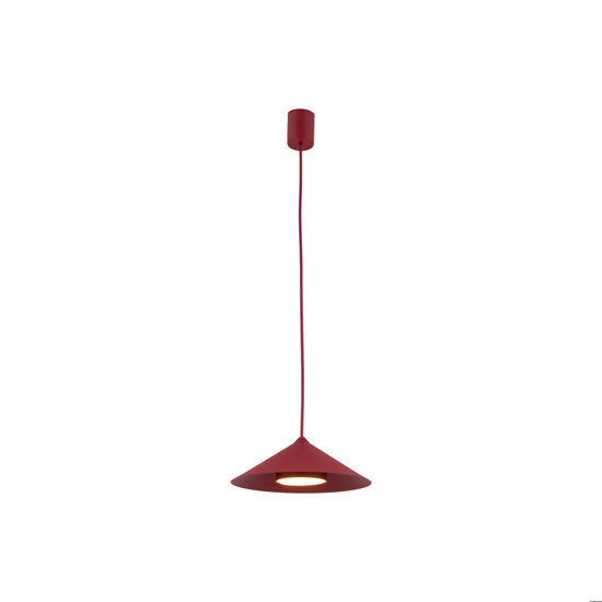 Lampada a sospensione cono di metallo rosso 23 cm per isola cucina
