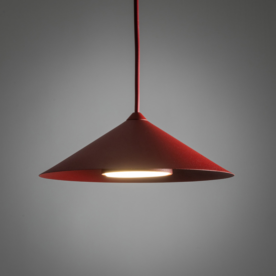 Lampada a sospensione cono di metallo rosso 23 cm per isola cucina