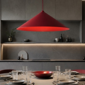 Lampadario a sospensione di metallo rosso 40 cm per cucina
