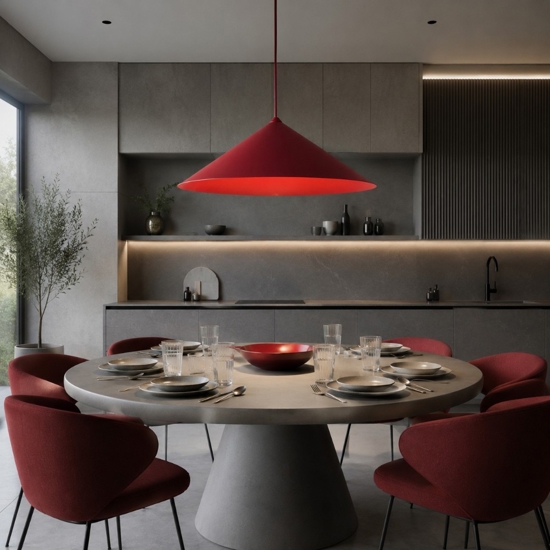 Lampadario a sospensione di metallo rosso 40 cm per cucina