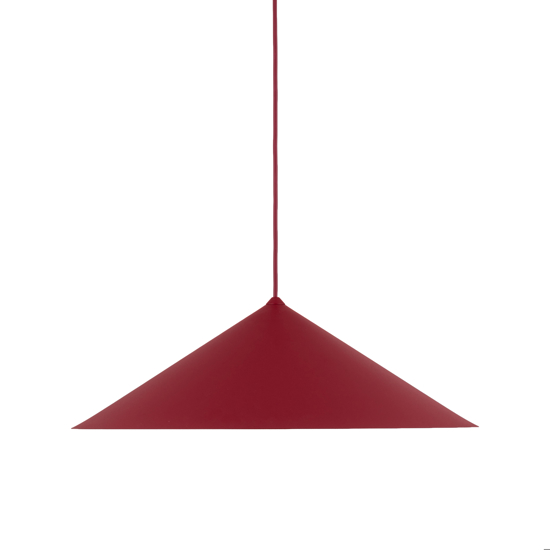 Lampadario cono rosso a sospensione 50 cm per tavolo da cucina moderna
