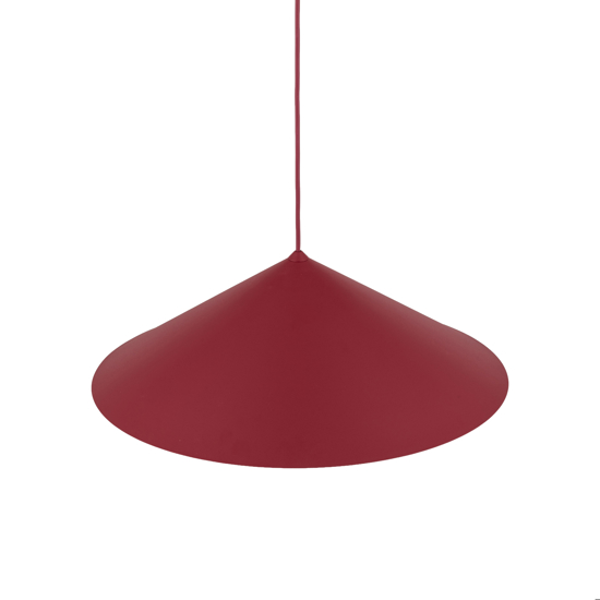Lampadario cono rosso a sospensione 50 cm per tavolo da cucina moderna