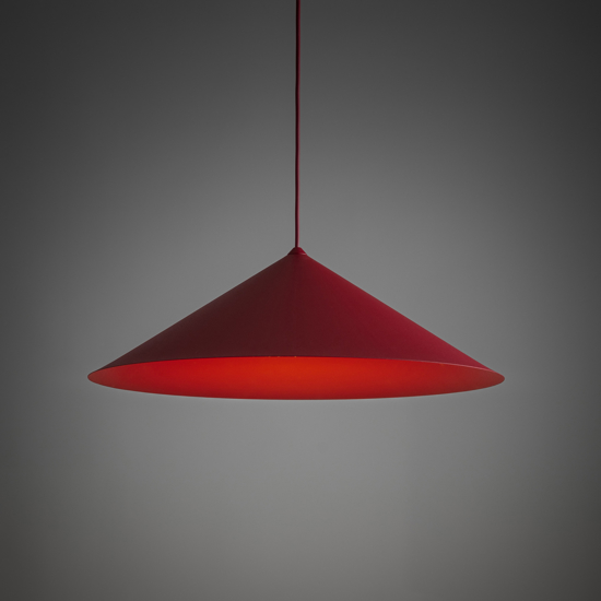 Lampadario cono rosso a sospensione 50 cm per tavolo da cucina moderna