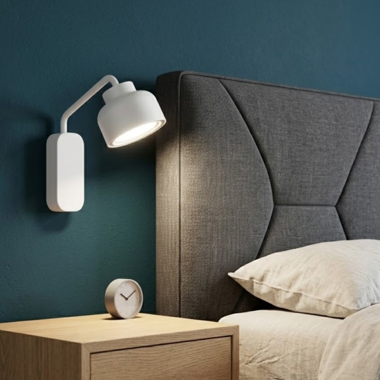 Vivida bottone lampada da comodino camera da letto moderna bianca