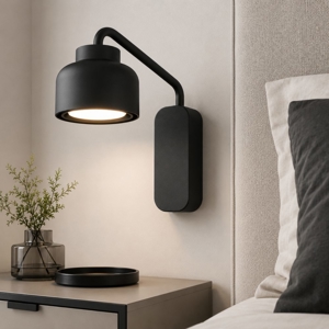 Applique lampada da comodino moderna nera vivida bottone