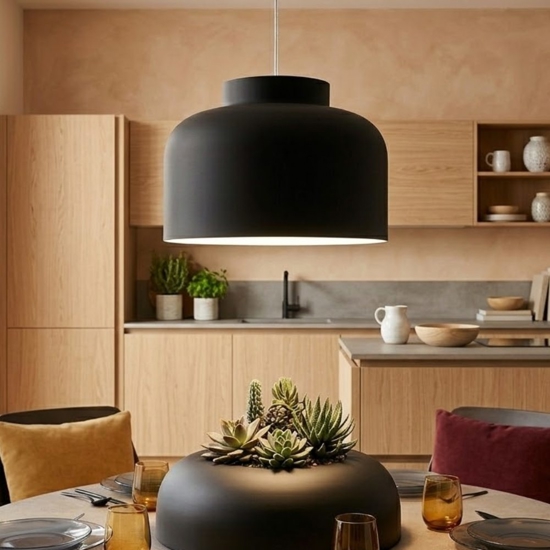 Vivida bottone lampadario da cucina dimmerabile nero biemissione con telecomando