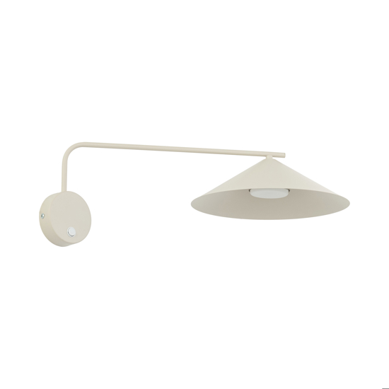 Applique da parete a braccio lungo orientabile cono champagne con interruttore
