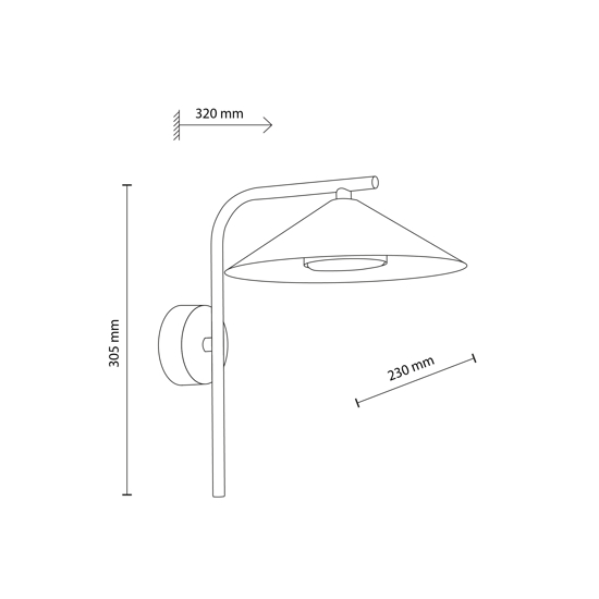 Applique da parete cono in metallo rosso