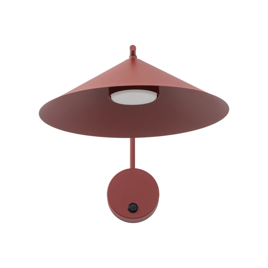 Applique con braccio lungo orientabile rosso per illuminazione tavolo